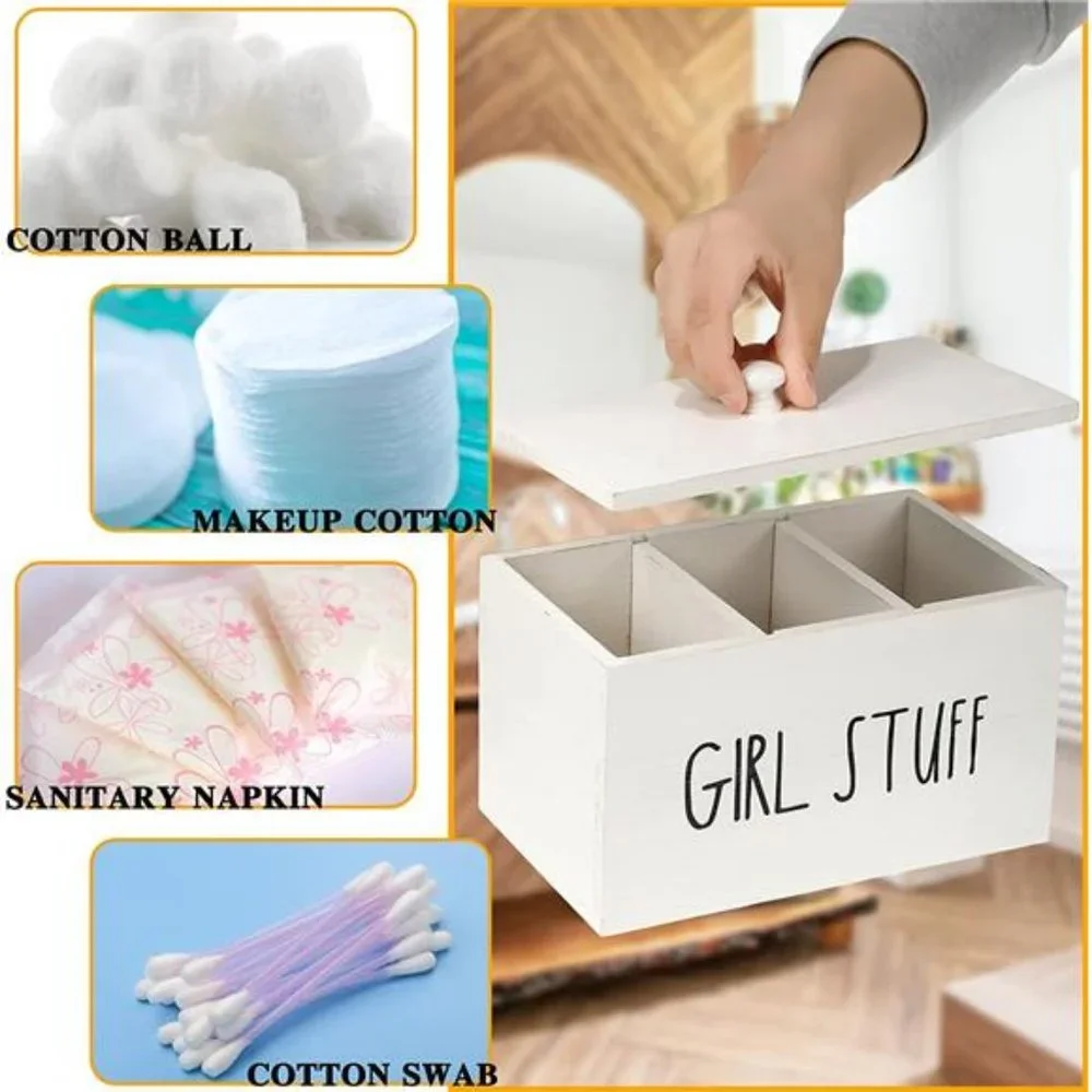 Bathroom Organizer Tampon Storage Container for Bathroom (Blank Style)